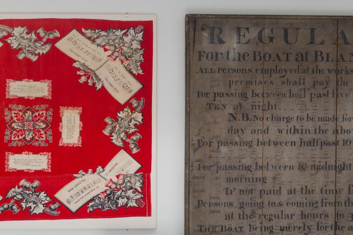 Blantyre Cotton Works Turkey Red Handkerchief And Notice Board For Clyde Ferry
